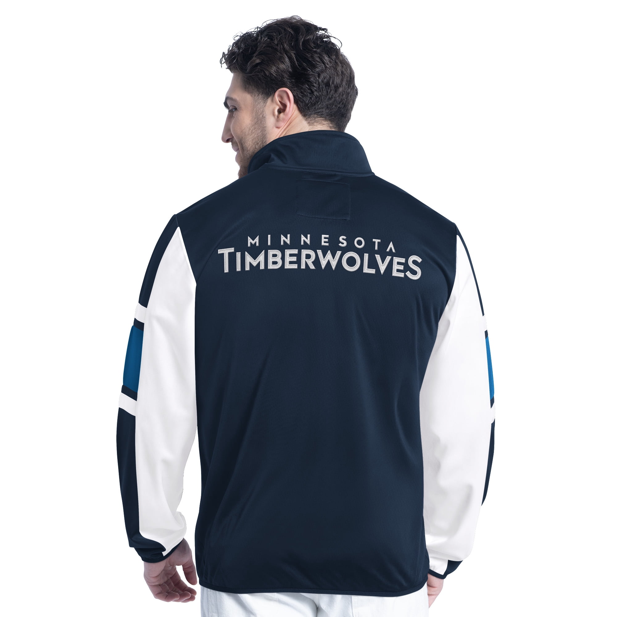 Men's G-III Sports by Carl Banks Navy/White Minnesota Timberwolves Back Field Full-Zip Track Jacket
