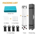 thumbnail image 6 of EAGLE PEAK 10 x 10 ft Pop Up Canopy Tent Instant Outdoor Canopy Straight Leg Shelter with Adjustable Height and Wheeled Carrying Bag (Turquoise), 6 of 9