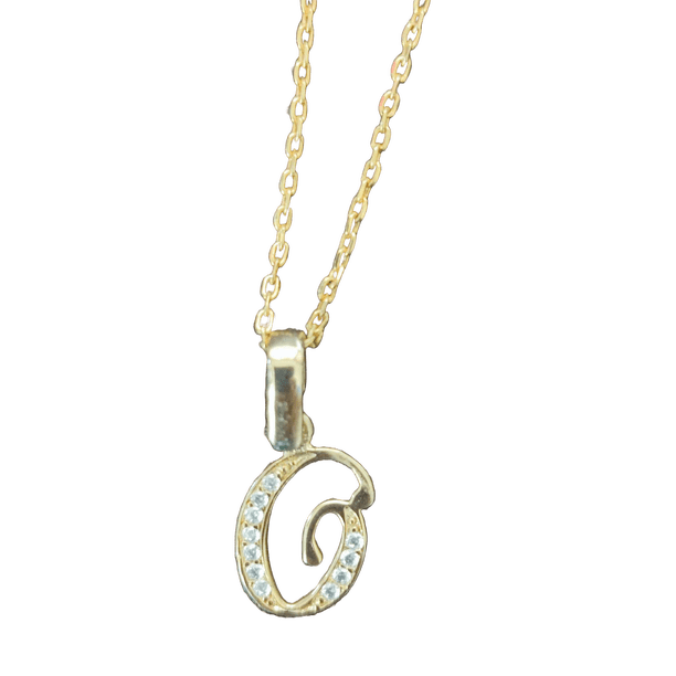 Cadena con dije de inicial, letra O, chapa de oro de 18 kilates, zirconias blancas Maria Almudena casual