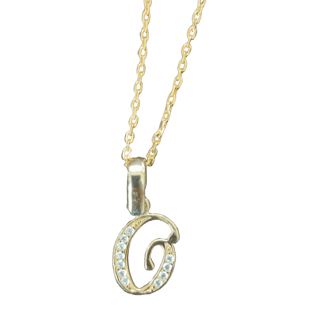 Cadena con dije de inicial, letra O, chapa de oro de 18 kilates, zirconias blancas Maria Almudena casual