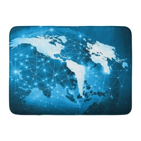 GODPOK World Blue Connect Best Internet Concept of Global from Series Network Globe Rug Doormat Bath Mat 23.6x15.7