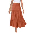 thumbnail image 2 of Riforla Skirts for Women High Waist Solid Dress Elastic Waist Bohemian Style A-Line Pleated Flowing Midi Skirt Womens Midi Skirt Orange_001 XXL, 2 of 9