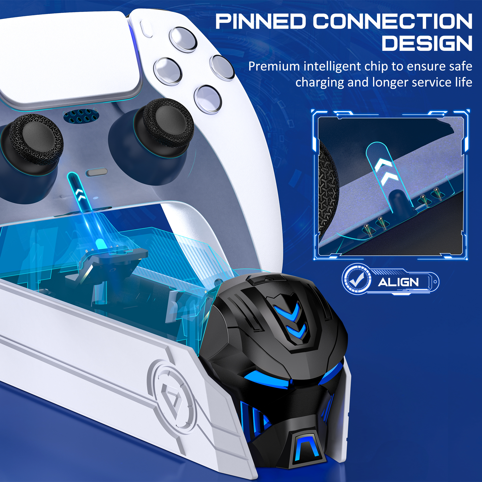 Beboncool PS5 DualSense Controller Dual Charging Dock, Black photo 7