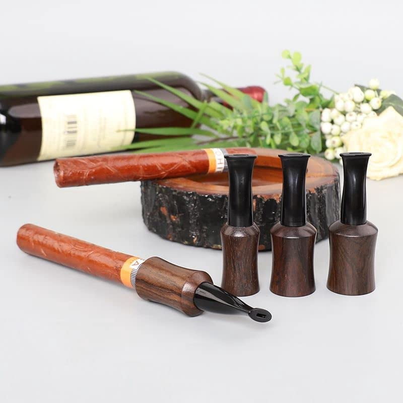 Fymlhomi 4 Sizes Set Ebony Wooden Cigar Mouthpiece Tips Portable Cigar Holder (38-42/43-47/48-52/53-57)