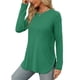 thumbnail image 5 of Túnica de manga larga con cuello redondo y abertura lateral para mujer - Camisa básica informal de corte holgado, 5 of 8