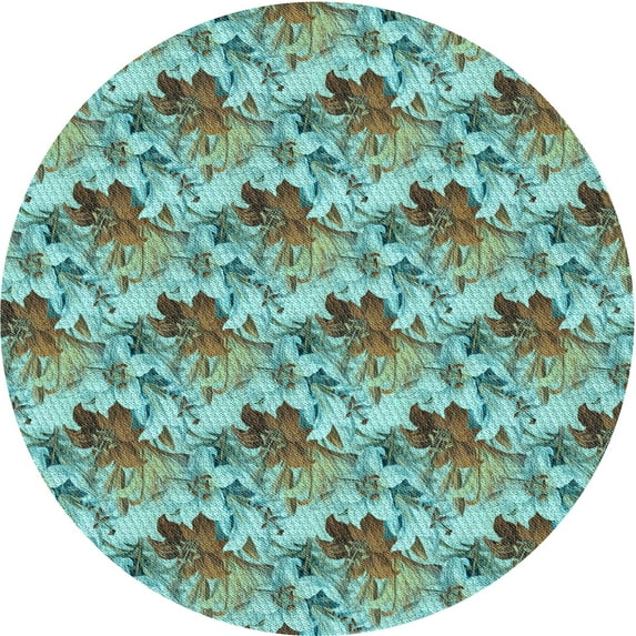 Ahgly Company Indoor Round Patterned Hazel Green Area Rugs, 7' Round