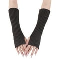 thumbnail image 1 of Guantes de invierno cálidos sobre el codo para mujer, guantes largos sin dedos con agujero para el pulgar, calentador de brazos de punto, 1 of 5