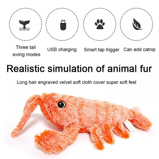 Tooth Cleaner Plush Cat Toy 500mAh USB Rehcargeable Electric Simulation Dancing Moving Floppy Lobster Cats Toy
