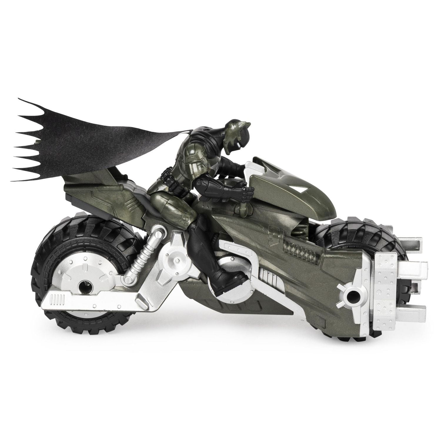 BATMAN, Véhicule Batmoto avec figurines articulées BATMAN et CLAYFACE exclusives de 10 cm