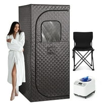 Naipo Full Size Portable Steam Sauna Tent for Home Spa Relaxation Kit with 3L 1000W Steamer Remote Control and Foldable Chair, 2.6’x 2.6’ x 6’