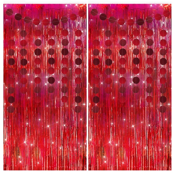 Cortinas de papel de malla roja Backdrop CHAROUP, paquete de 2 unidades, 100 x 200 cm