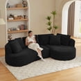 thumbnail image 6 of FFH 121" Modular Sectional Sofa, Oversized L-Shape Cloud Couch, Corduroy Curved Sofa for Living Room, Black, Right Facing Chaise, 6 of 11