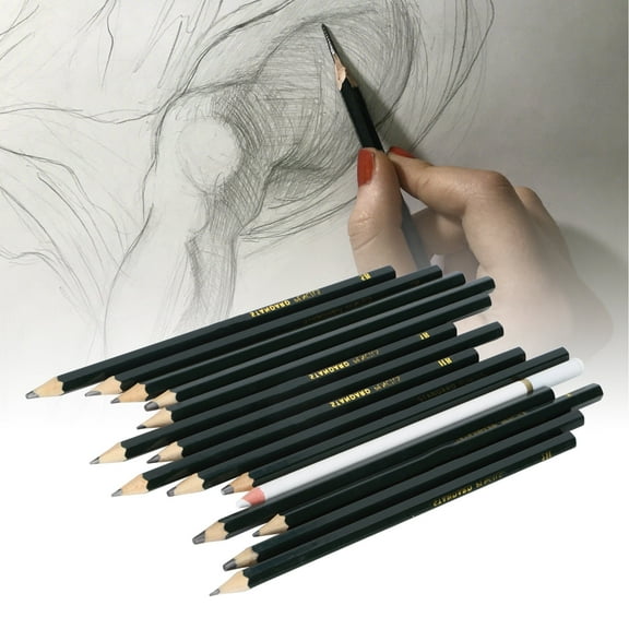 ESTINK Sketching Pencils,Art Pencils,15 Pcs Sketch Pencil Set Drawing Pencil Box Art Charcoal Pencils For Painting Lovers Art Students