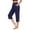 Navy, variant on Capri Pants for Women Spring Summer Elastic Waist Straight Leg Side Slit Hem Workout Yoga Pants with Pockets