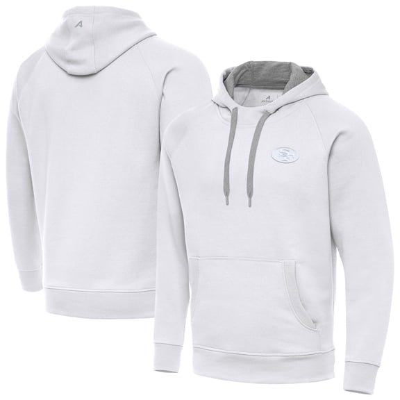Men's Antigua White San Francisco 49ers Victory Pullover Hoodie