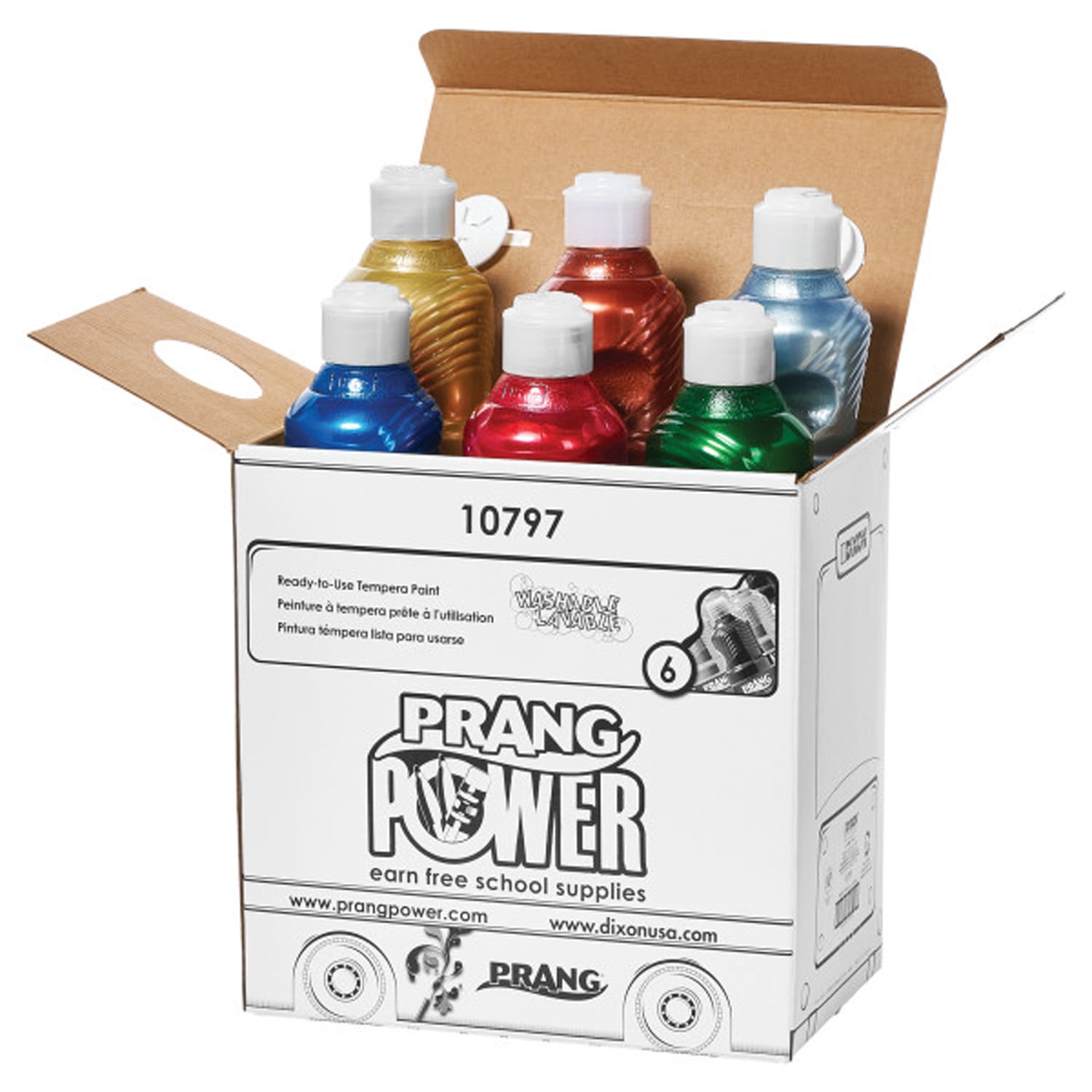 Prang® Washable ReadytoUse Paint, 16 oz., Metallic, 6 Colors