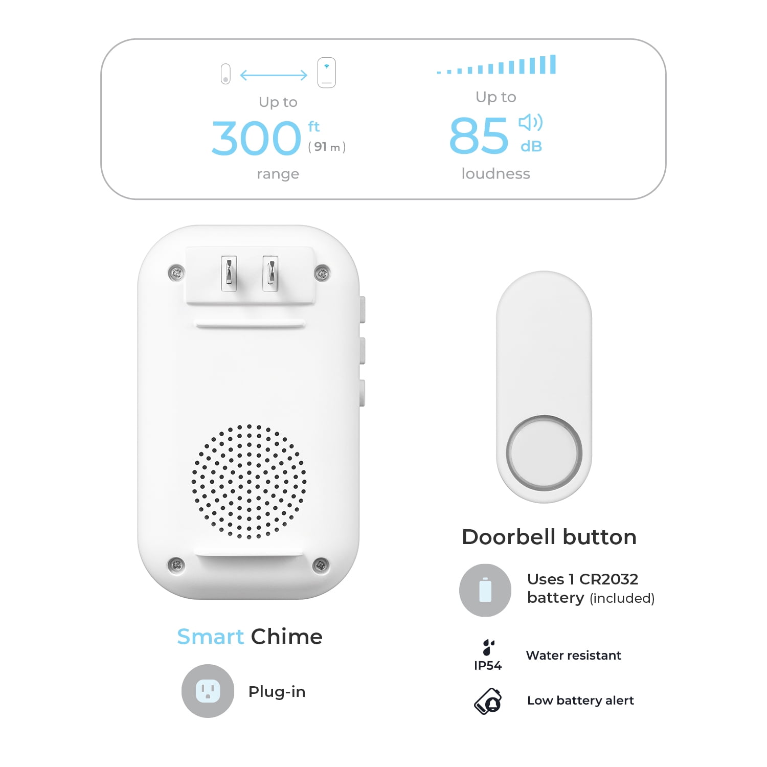 Globe Electric Wi-Fi Smart Wireless Doorbell Chime Kit with Lighted Plug-In Chime and Battery Operated Lighted Doorbell