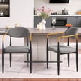 thumbnail image 4 of S-HOME Ergonomic Upholstered Dining Chair Set of 2 with Gold-Accented Armrests for Home or Office Use Metal Frame, Black+Grey, 4 of 10