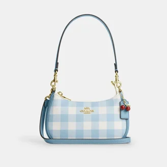 バッグ Coach Scribble C White Blue Mini Bag Coach Mini Jamie Camera Crossbody Bag, Adjustable Strap, Signature