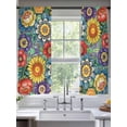 thumbnail image 2 of Boho Colorful Floral Sheer Curtains 72 Inch Length 2 Panels Set Window Treatments, Spring Flower Botanical Sunflowers Plant Rod Pocket Semi Curtains for Living Room/Bedroom/Kitchen, 104"W x 72"L, 2 of 7