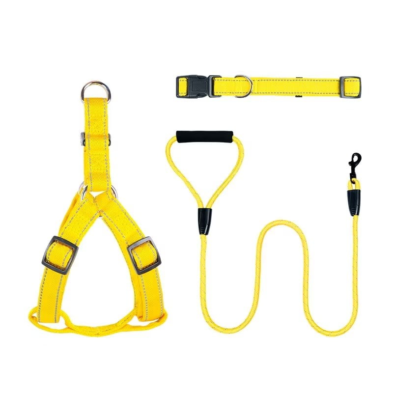 LOEFME No Pull Dog Harness Set Adjustable Reflective Dog Collar Harness