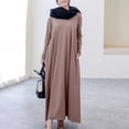 thumbnail image 6 of Women's Casual Kaftan Maxi Dress Muslim Long Sleeve Prayer Clothes Arabic Middle East Islamic Kaftan with Pocket, 6 of 9