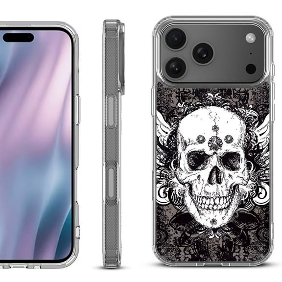 For iPhone 17 Pro Max Protective Shockproof Phone Case, by OneToughShield - Grunge Skull