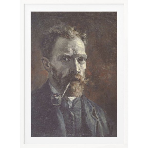Vincent Van Gogh's Self Portrait With Pipe (1886) Framed Art Modern Wall Decor