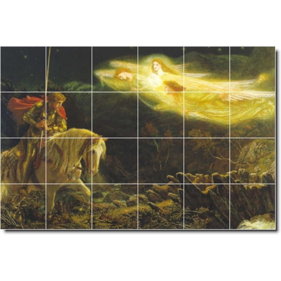 Ceramic Tile Mural-Arthur Hughes Mythology Wall Tile Mural 3. 72" w x 48" h using (24) 12 x 12 ceramic tiles