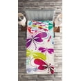 thumbnail image 2 of Ambesonne Abstract Quilted Coverlet 2 Pcs, Hydrangea Dragonflies, Twin Size, Multicolor, 2 of 2