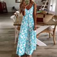 thumbnail image 2 of Ladies' Summer Dress Beach Sleeveless White Floral Blue Background Pattern T-shirt Vest Sun Skirt, 2 of 8
