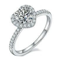 1 Carat Diamond Heart Shape Cut Moissanite Engagement Ring In 18K White Gold Plating Over Silver(D Color, VVS1 Clarity)