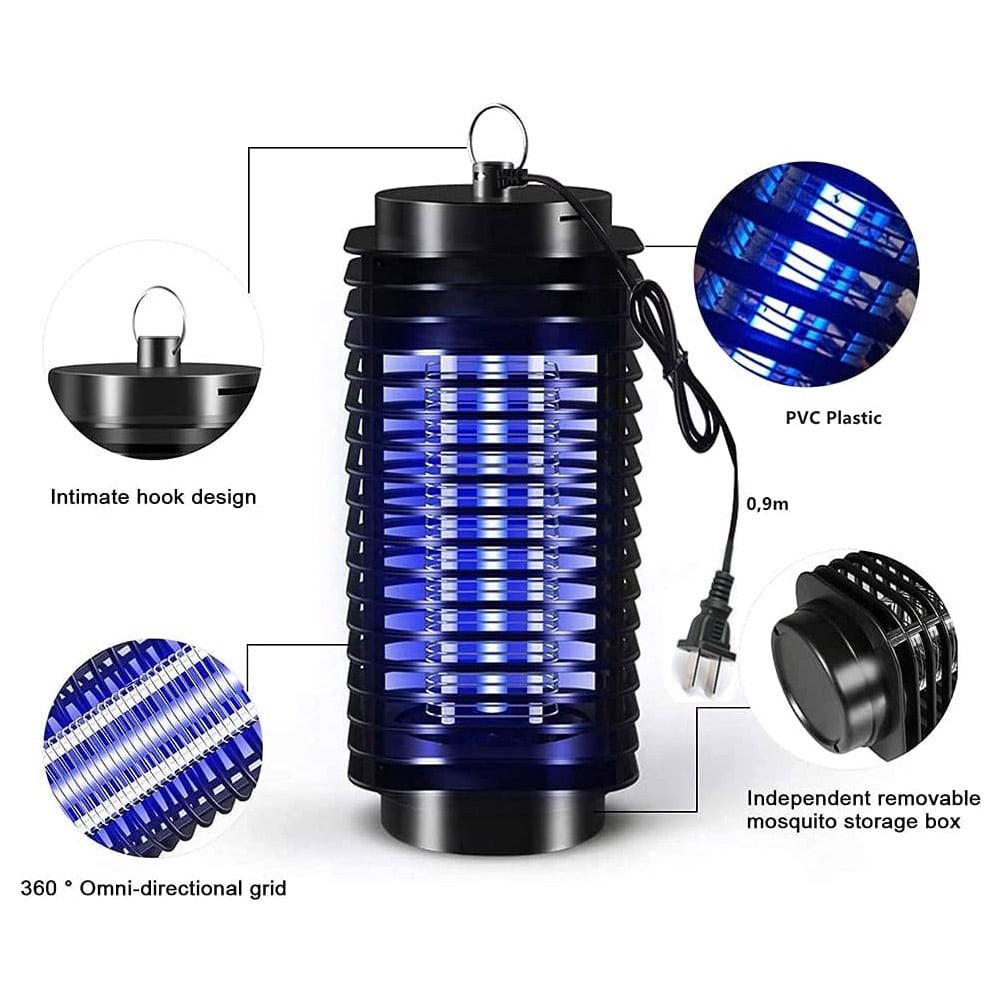 TIANLAIMEI Indoor & Outdoor 320 sq ft Electronic Bug Zapper, Black, 2 Count
