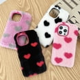 thumbnail image 5 of Decase Phone Case for iPhone 15 Pro,Cute LOVE Pattern Warm Phone Shell Soft TPU Fur Plush Furry Protective Case Cover for Women Girls for Apple iPhone 15 Pro 6.1",Black, 5 of 5