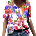 thumbnail image 2 of Fiudx Ofertas Del Día Blusas y Blusas con Cuello En V de Manga Corta para Mujer, Informales, a La Moda, Primavera y Verano, 2 of 4