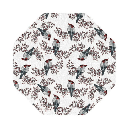 

Matuu Bird for Cup Coasters Set of 6 Leather Coasters Desk Coasters for Office Measures 4” x 4” Octagon