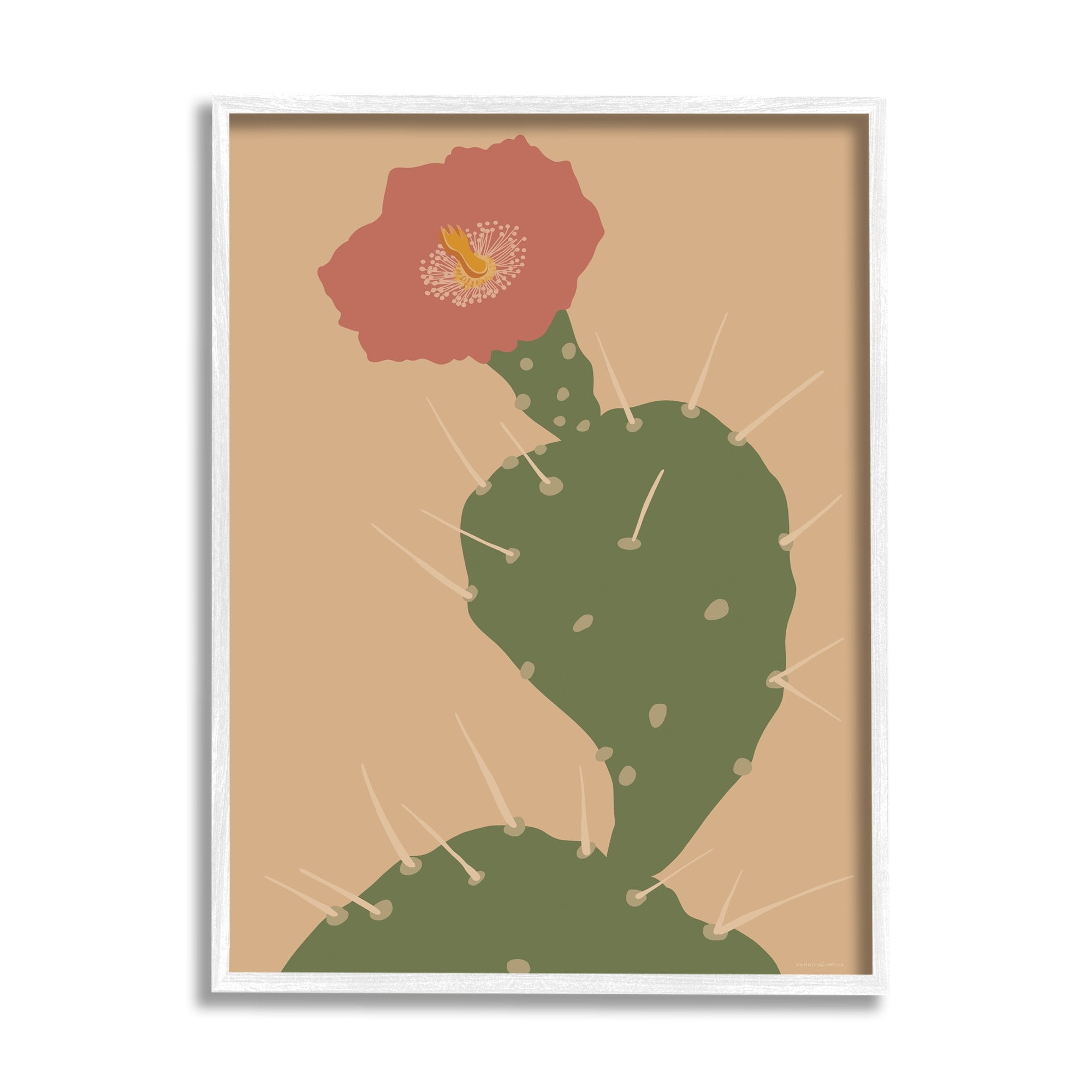 Stupell Industries Prickly Boho Cactus Flower Modern Pictorial Plant Graphic Art White Framed Art Print Wall Art, Design by Kamdon Kreations