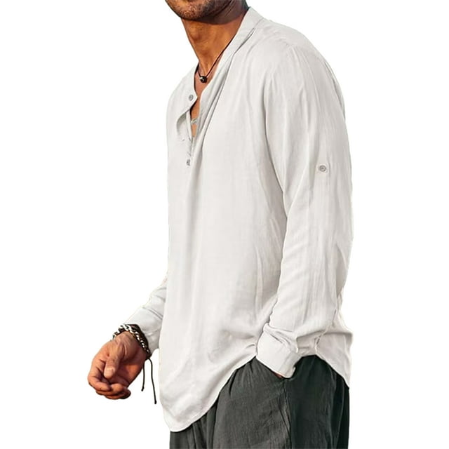 Faithtur Men's Casual Henley Shirt, Solid Color Short Sleeve Button-Down Loose Tops Summer Daily T-Shirts