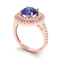 thumbnail image 2 of 2.6 ctw with Simulated Diamond Halo Accents Anniversary Ring for Women | Round Cut Simulated Tanzanite | Hyperallergenic Solid 14K Rose Gold, 2 of 5