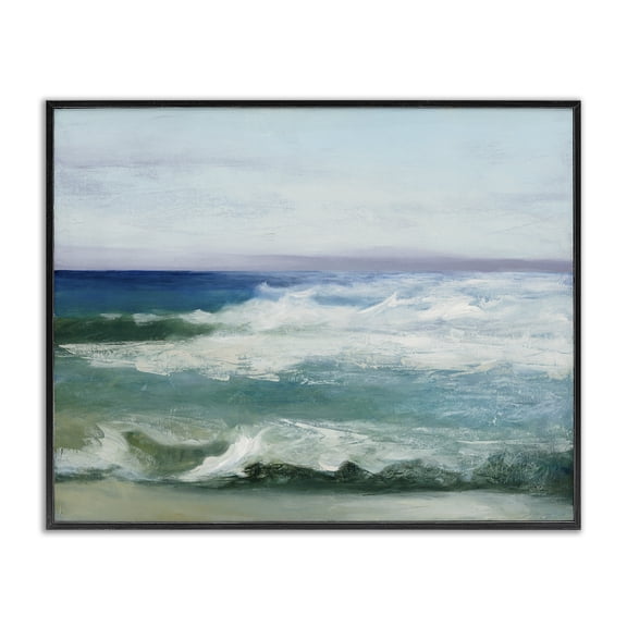Stupell Industries Coastal Waves Crashing Seascape Black Framed Giclee Art, 30 x 24, by Julia Purinton