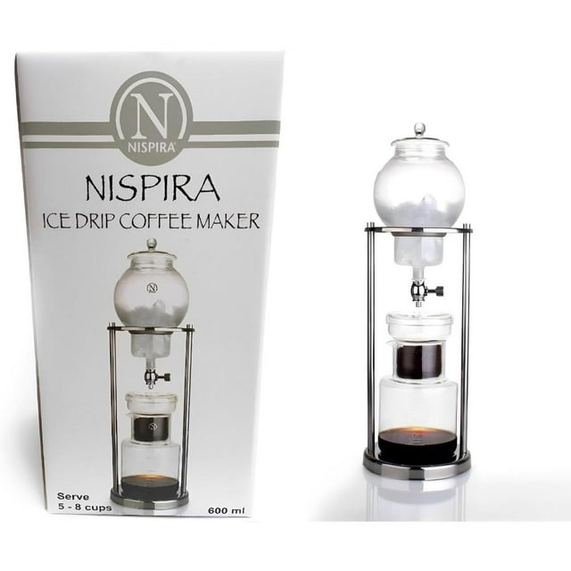 NISPIRA Luxury Ice Cold Brew Dripper Coffee Maker in Stainless Steel and Borosilicate Glass