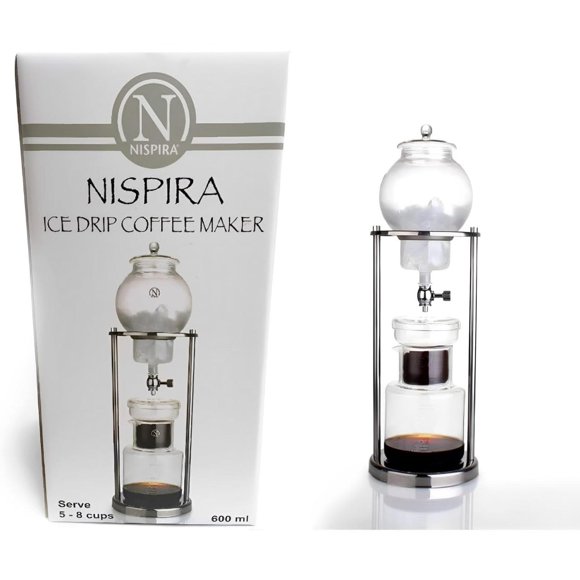 NISPIRA Luxury Ice Cold Brew Dripper Coffee Maker in Stainless Steel and Borosilicate Glass