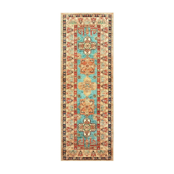 My Magic Carpet 2.5'x7' Machine Washable Non-Slip Kitchen Hallway Runner Rug - Ottoman Turquoise