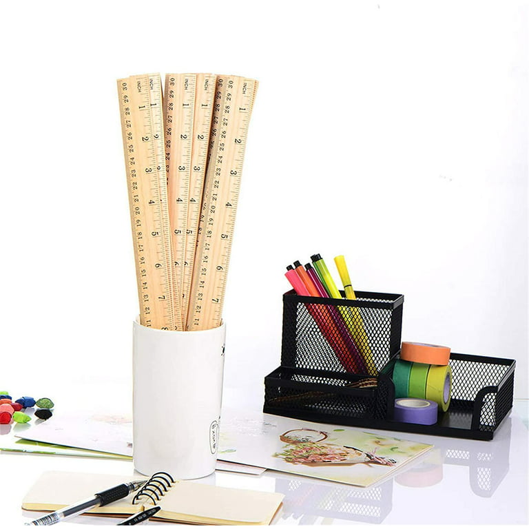 Heldig Supplies 4 Plastic Rulers, Bulk Shatterproof 12 inch Ruler for School, Home, or Office, Clear Plastic Rulers, 4Assorted Colors