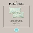 thumbnail image 5 of MARTHA STEWART Modern Banana Leaves Indoor Outdoor Decorative Lumbar Pillow 2-Pack Set, UV Fade Resistant, Water Repellent, Printed Tropical Design, Green, 11"x18", 5 of 9