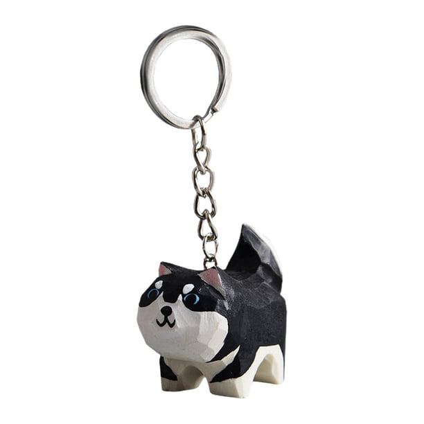 Llavero de cachorro, escultura de Animal, artesanía artística para niños y adultos, figura de madera, llavero de cachorro para bolso, bolso, equipaje Colgante