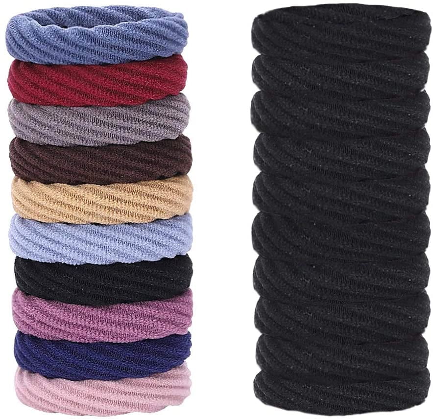 20 Pieces Cotton Hair Ties Seamless Elastic Hair Bands Thick Ponytail 20-pieces-cotton-hair-ties-seamless-elastic-hair-bands-thick-ponytail