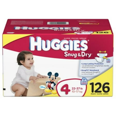 huggies snug & dry diapers, size 4, 126-count