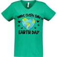 thumbnail image 3 of Inktastic Make Every Day Earth Day with Hearts and Stars Women's V-Neck T-Shirt, 3 of 5