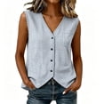 thumbnail image 2 of Noric Women's Tank Tops V Neck Gingham Button Down Summer Casual Relaxed Fit with Pocket Trendy 2026, 2 of 8